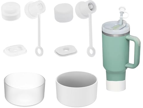 Silicone Spill Proof Stopper Set of 8, Seal Straw Cover Cap, Square Spill Dust Proof Stopper, Round Leak Stopper, Reusable Bottle Bottom Boot for Stanley Cup Accessories Compatible with 40oz/30oz