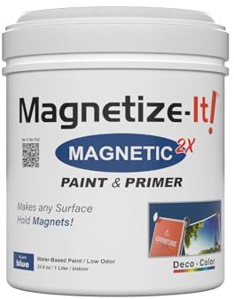Magnetize-It! Magnetic Paint & Primer (Water Based) – Azure Blue Deco Color Extra Strong and Sustainable, All-Purpose Interior 1L