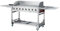 METRO Professional Barbecue à Gaz, Acier Inoxydable, 8 Brûleurs, 32 kW, Puissance 116 000 BTU, 4 Grilles de Cuisson, Roulant, Tables Pliables, Argent