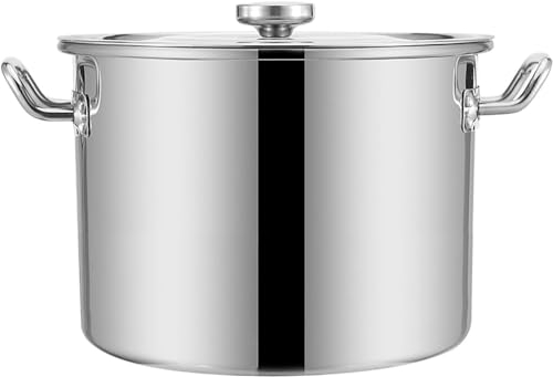 Pentola grande, in acciaio inox con coperchio, finitura a specchio in acciaio inox, 45 x 26 cm (40 l)