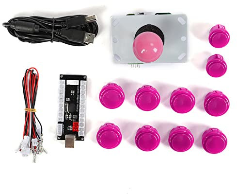 Beufee Machine D'arcade, 30 24 Jeux D'arcade Classiques, Encodeur USB pour PC, Jeux De Joystick, Armoire USB, Kits De Plusieurs Couleurs(Rose)