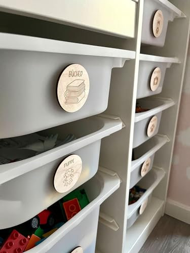 Kinderzimmer Ordnungsetiketten z.B. für Ikea Trofast – Auswahl aus über 140 Motiven // Schienen