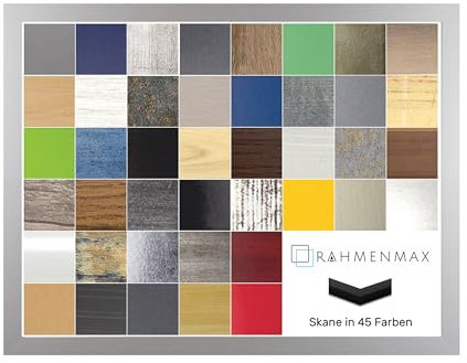 RahmenMax Skane Bilderrahmen Posterrahmen Puzzlerahmen 36,5x49,5 cm Silber Matt Mattsilber 49,5x36,5 cm mit weisser Rückwand und Antireflex Acrylglas
