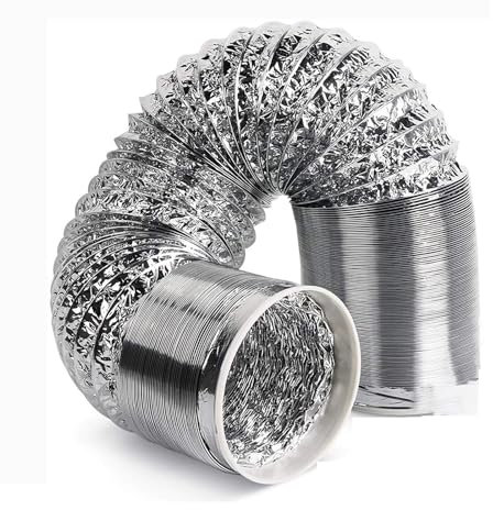 LoKori Abluftschlauch 160mm, Aluminium Flexschlauch Länge 3M, Lüftungsschlauch, Alu-Folienschlauch, Abluftkanäle Durchmesser für Abzugshaube, Wäschetrockner, Trockner (160mm*1.5m)