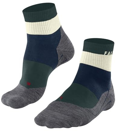 FALKE Herren Wandersocken TK5 Wander Short M Sso Wolle Funktionsmaterial antiblasen dünn 1 Paar, Grün Peacock 7373 Stripe, 39-41