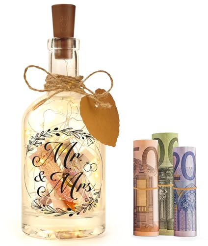 Hochzeitsgeschenke für Brautpaar, Geldgeschenke Hochzeit - LED Flaschenlicht Hochzeitsgeschenk, Hochzeitsgeschenk Geld, Geldgeschenke zur Hochzeit, Hochzeit Geschenke für Brautpaar