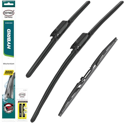 HEYNER® Scheibenwischer mit Heckwischer komp. mit RENAULT CLIO III (06.2005-12.2014) HYBRID Flachbalkenwischer