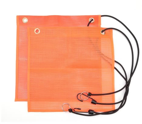 YFaith 2 Stück Rote Fahne überlänge 30 x 30 cm Warnfahne Rote mit Bungee-Seil und Löchern, Faltbar Ladungssicherung für Warnschilder, Hängende Last