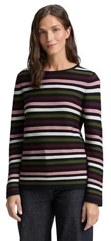TOM TAILOR Damen Strickpullover aus Bio-Baumwolle Pullover, 38575-colourful Ottoman Knit, M