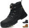 Damen Arbeitsschuhe, Arbeitsschuhe Herren S3 Wasserdicht Sicherheitsstiefel, Pu-Leder Mit Stahlkappe Sicherheitsschuhe Rutschfest Arbeitsstiefel Drehknopf Anti-Smash Und Anti-Punktur Unisex Arbeit Ver