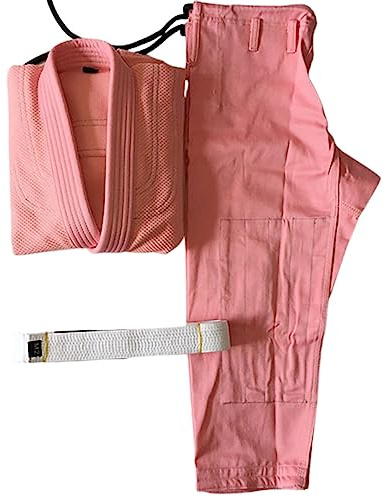 Conjunto de traje de karate de uniforme de judo gi para niños y adultos, algodón para entrenamiento de judo y karate, Rosado, M4