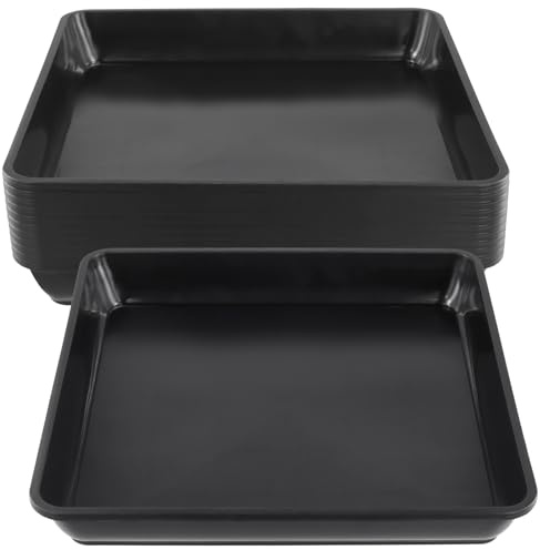 JIEHIN 12 Stück Blumentopf Untersetzer Eckig 29x29cm, Pflanzen Untersetzer Schwarz Pflanztopf Untersetzer Eckig Blumenuntersetzer Kunststoff für Innen und Außen
