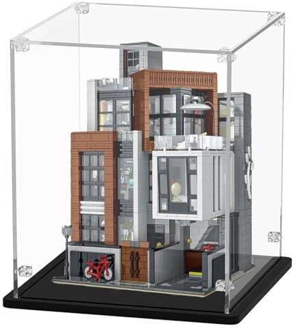 Acryl Vitrine Schaukasten Stapelbare transparente Würfel-Aufbewahrungsbehälter/Acryl-Organisationsbehälter, Actionfiguren, Puppen und Sammlerstücke, staubdichte Kunststoffbox(Black,68 X 40 X 68 cm)