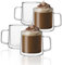 CNGLASS 450ML Glass Coffee Mugs, Double Wall Insulated Glass Mugs with Handle,Clear Espresso Mugs for Latte,Cappuccino,Tea Bag,Set of 4