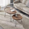 Beistelltisch Klappbar Couchtisch Holz Wohnzimmertisch: Satztisch 2er Set beistelltische Oval Groß: 55x80x48cm Couchtisch Rund Kleine: 50x50x38 cm für Wohnzimmer Schlafzimmer (Nussbaum, 2er Set)