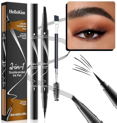 2 Stück Augenbrauenstift Wasserfest, 2-in-1 Dual-Ended Microblading Augenbrauenstift, Wischfest Eyebrow Pencil Kann Leicht Natürliche Augenbrauenfarbe(2 Stück Schwarz)