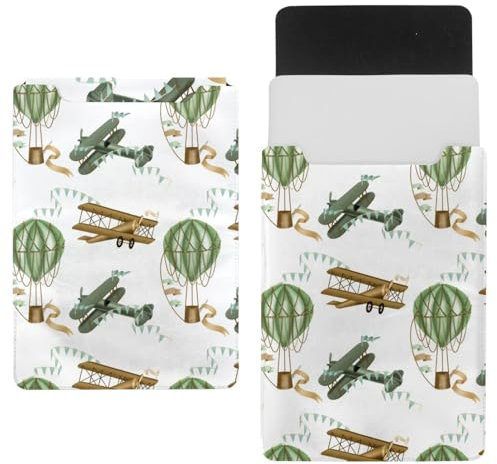 Housse de transport pour ordinateur portable 18 pouces - Étanche - Fine housse d'ordinateur pour tablette et ordinateur portable - Motif avions rétro montgolfière