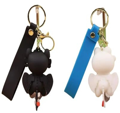 wiztex Night Fury Porte-clés – Dragon noir dans le style anime – Excellent cadeau pour les enfants, les joueurs et les fans, 2 pièces., 2.3 inches