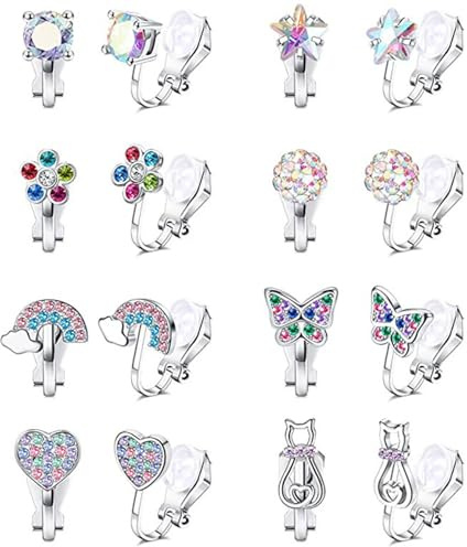 Clip Ohrringe Mädchen Ohrringes Klipser Klipp Ohrringe Kinder Mädchens Ohrclips Kinder Hypoallergene Ohrclips Clip für Ohne Ohrlöcher Schmuck für Kinders Mädchen