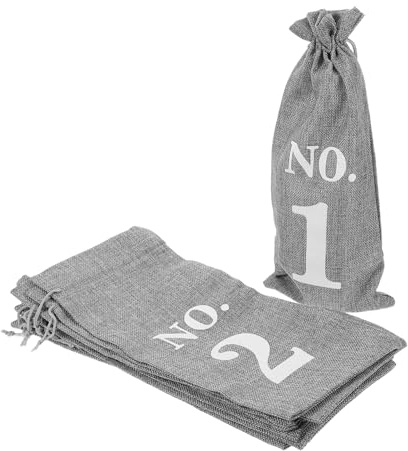 TOGEVAL 10pcs Drawstring Wine Bags Reusable Linen Like Bottle Wrapping Pouches with Adjustable Closure for Christmas Weddings Birthdays Party Favors Dustproof and Debris Protection