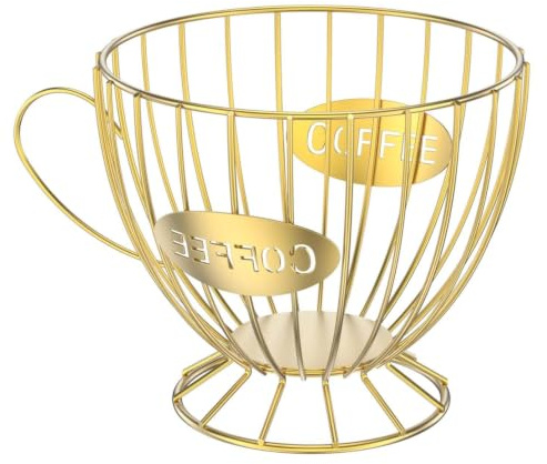 Miewenmogu Porta-cialde in metallo per cialde di caffè, contenitore per capsule di caffè espresso, per casa, cucina, bar, hotel (tazza dorata)