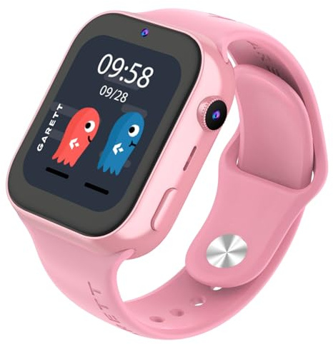 Garett Smartwatch Kinder Mädchen Jungen - 1,83″ - 4G LTE Face Unlock - GPS GEO-Zaun Videoanruf SOS - Twin 2 4G Rosa