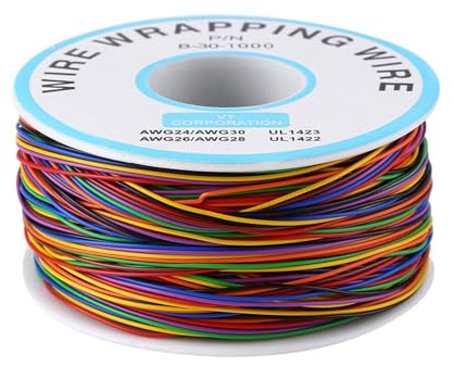 Electronic Wire, Colorful P/N B‑30‑1000 250M 8‑Wire Colored Insulation Wrapping Copper Test Cable for Breadboards, Speaker, Winding Coils, Motors, Circuit Boards