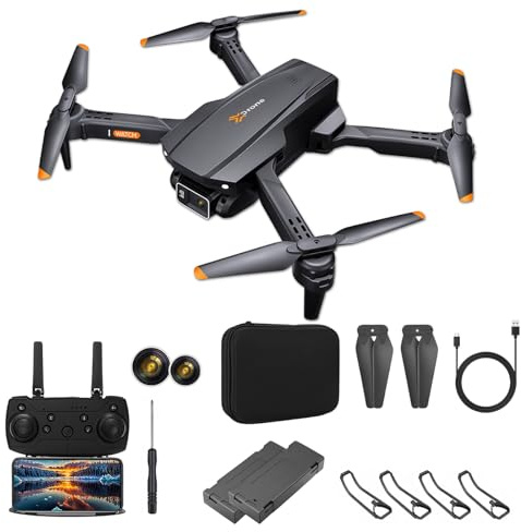Drohne mit Kamera 4K, Mini Drohne für Kinder und Anfänger, Erwachsene, Drone für Ein-Knopf Start/Landung, 2 Akku, Hindernisvermeidung, Vertikalen Aufnahmen, Spielzeug und Geschenke, Schwarz