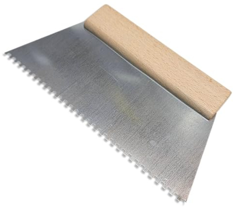 Small Notched Adhesive Spreader Comb 250mm – 4 mm Notch. Steel Blade, Wooden Handle for Tile & Flooring (0933)
