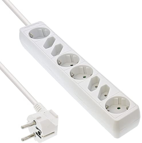 Inline® Steckdosenleiste, 8-Fach, 4X Schutzkontakt + 4X Euro, 1,5m, weiß