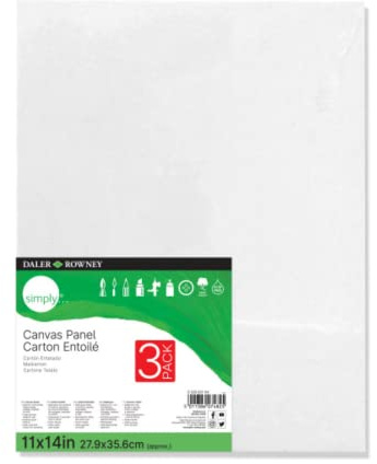 Daler-Rowney Simply Canvas Panel, 11x14 inches, 3 Pack - Artist Canvas for Oil, Acrylic, Pouring & Mixed Media - 100% Cotton, Triple Primed,White
