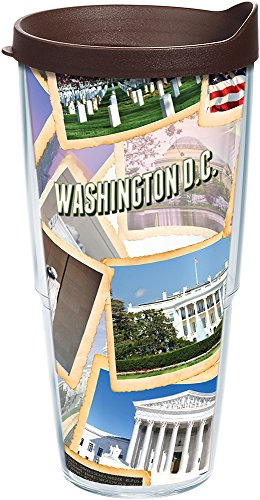 Tervis 1235582 Washington DC Collage Tumbler mit Wrap und braunem Deckel, Tritan, transparent