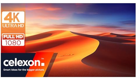 celexon Expert PureWhite Rahmen-Leinwand 115 | 250x156 cm 16:10 | schmaler, mattweiße 4K, Full-HD Frame für Heimkino-Projektionen mit Ihrem Beamer oder für das Büro | zur dezenten Wandmontage