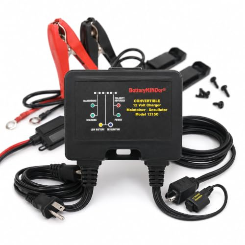 BatteryMINDer 1215C: 12 Volt-1.5 AMP Convertible Multi-Use On-Board, Benchtop Battery Charger, Battery Maintainer, and Battery Desulfator - Designed for Cars, Trucks, Motorcycles, ATV, Boat, RV
