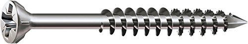 SPAX Glasleistenschraube aus Edelstahl rostfrei A2, 3,5 x 40 mm, 200 Stück, Kreuzschlitz Z2, Senkkopf mit Fräsrippen, Teilgewinde, CUT-Spitze, 35703503401002