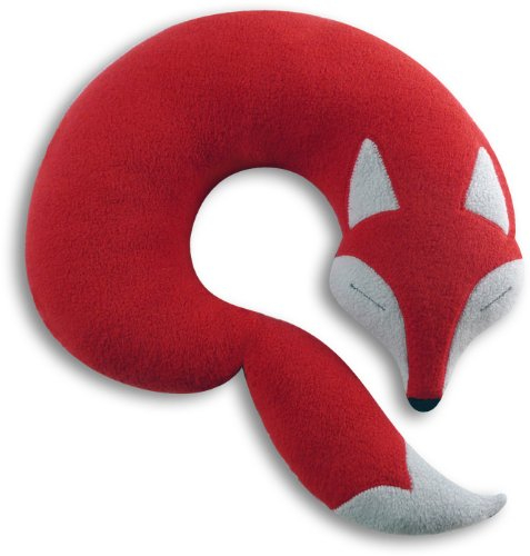 Leschi | Coussin de voyage (voiture et avion) Oreiller cervical repose tête gadget tour de cou | Pierre le Renard | Feu/Minuit