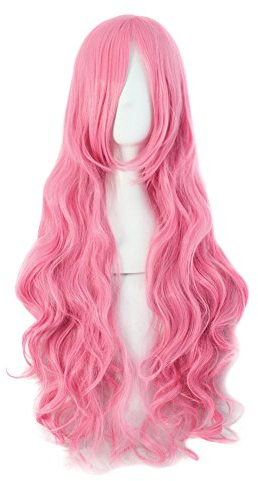 MapofBeauty 32 Langes Haar Spirale lockige Cosplay Kostüm Perücke (hellrosa)