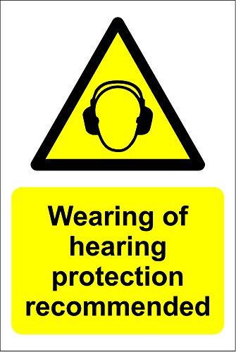 Wearing of hearing protection recommended sign - 1.2mm rigid plastic 300mm x 200mm