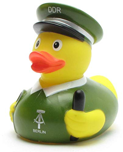 DUCKSHOP I Badeente DDR Volkspolizist I Quietscheente I Quietscheentchen I L: 8 cm I Geschenk Nostalgiker I Präsent Sammler I Für Ostalgie-Fans