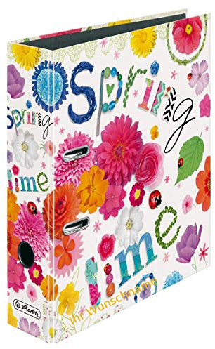 Herlitz Motivordner mit goldgefärbter Gravur / DIN A4 / 80mm breit / Springtime