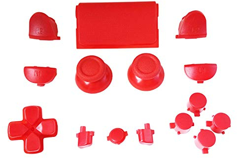 LANGING 15 Knöpfe Mod Kit Knöpfe Set Trigger Dpad Thumbsticks für PS4 Playstation Controller rot