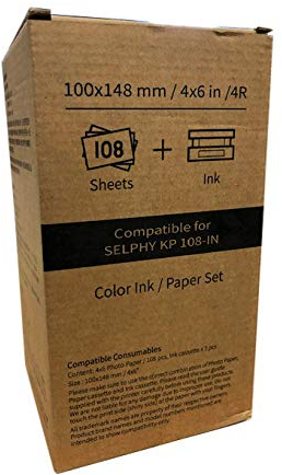 Hiti Patrone und Papier für Canon Selphy CP1200 CP1300 CP1000 CP910 CP900, 100 x 148 mm/3 Ribbon + 108 Blatt Fotopapier, 1, 4 Farben