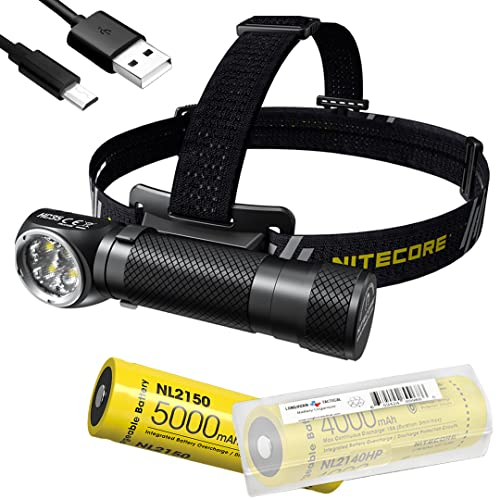 Nitecore HC35 Linterna frontal desmontable en forma de L recargable por USB de 2700 lúmenes, añade NL2150 y organizador LumenTac