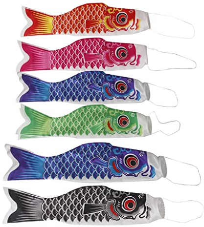 Fenteer 6 Stück Japanische Dekorationen Für Windkarpfen Koi Nobori Sailfish Boy Day Dekore, 55cm 70cm