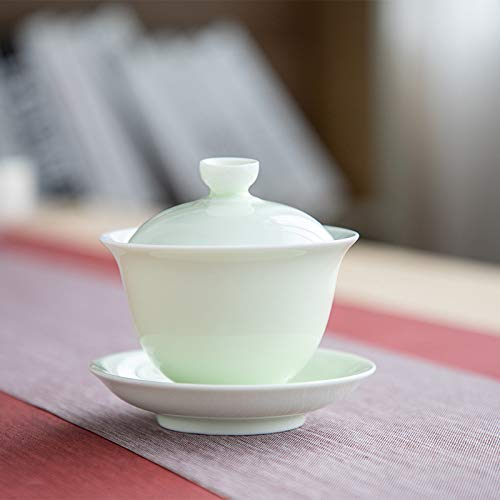 Retro Sancai Cover Bowl Ji Blue Powder Green Red Glaze Kung Fu Tea Set Business Gift Ceramic Tea Bowl Small Tea Bowl Handmade Tea Set Saucer