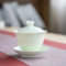 Retro Sancai Cover Bowl Ji Blue Powder Green Red Glaze Kung Fu Tea Set Business Gift Ceramic Tea Bowl Small Tea Bowl Handmade Tea Set Saucer