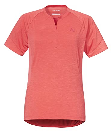 Schöffel Damen Shirt Auvergne L, geruchshemmendes Radtrikot, schnell trocknendes Funktionsshirt mit Taschen, georgia peach, 42