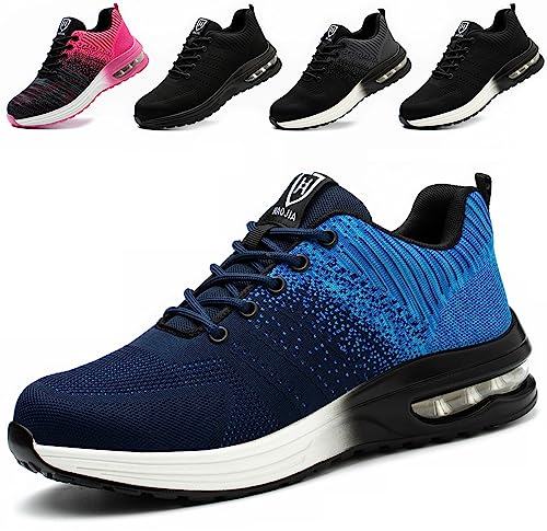 ZSDZSZ Arbeitsschuhe Herren Leicht Sicherheitsschuhe Damen Atmungsaktive Stahlkappenschuhe Sportlich Schutzschuhe,Blau,40 EU