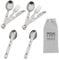 4-in-1 Camping Utensils Hiking Cutlery Set for 4, Portable Stainless Steel Flatware Spoon Fork, Knife & Bottle Opener Combo pack for Picnic Travel, Barbecue, Backpack Outdoor Gear with Carrying Bag