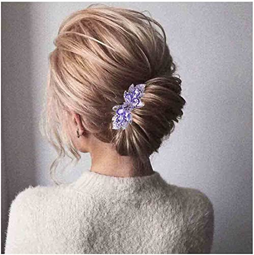 Yheakne Fermaglio per capelli da sposa con cristalli, fermaglio per capelli con strass viola, accessorio per capelli da sposa, accessorio per capelli da sposa, per donne e ragazze (stile B)